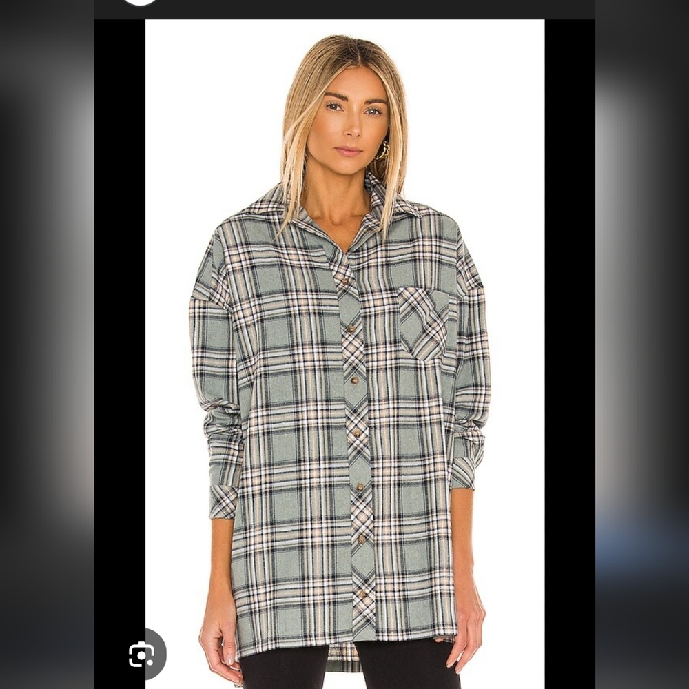 Lovers + Friends Blue Plaid Shirt